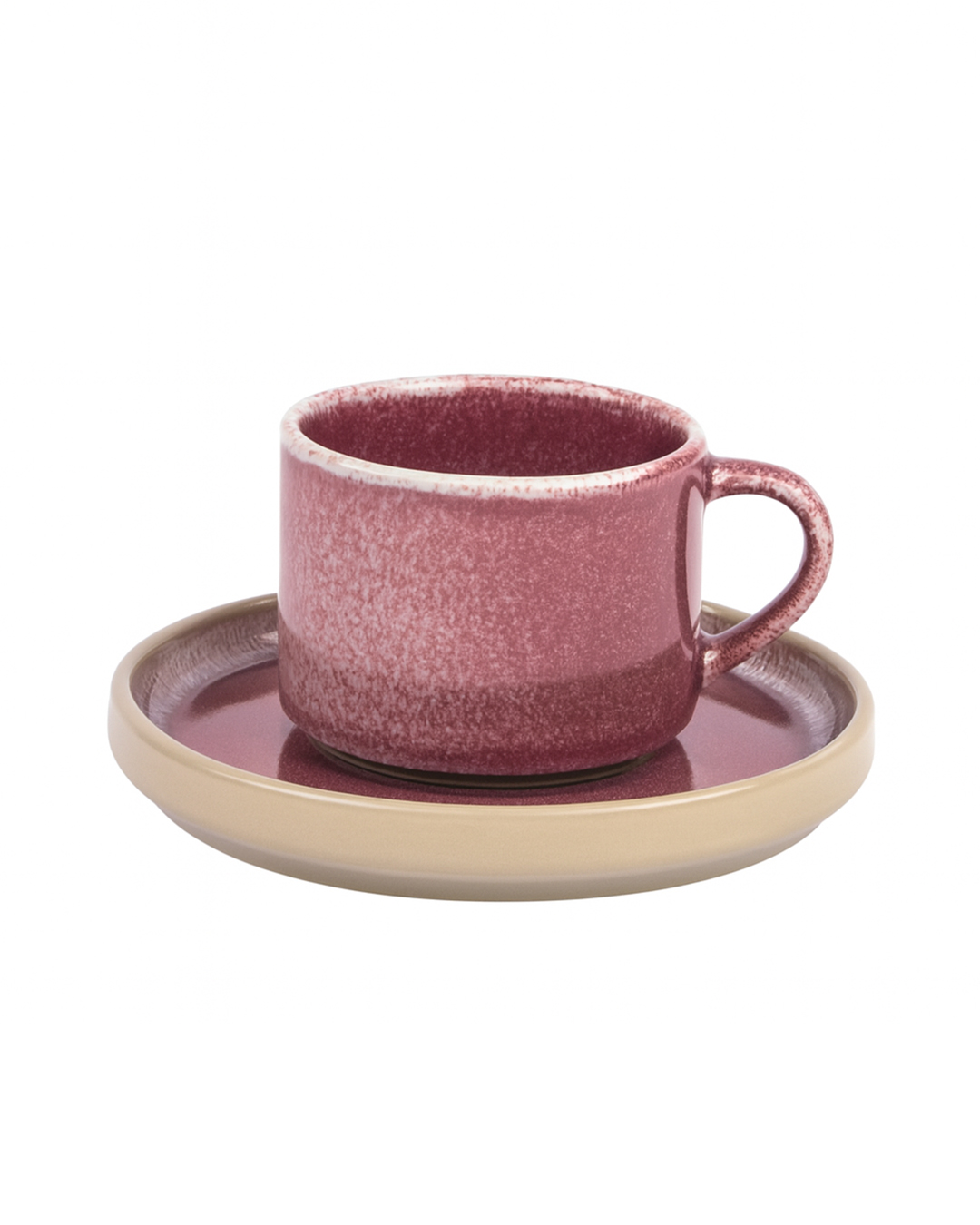 Tassen- und Untertassen-Set – Tondo Rosa – Kaffeeservice für 2 Personen, tiefes Violett
