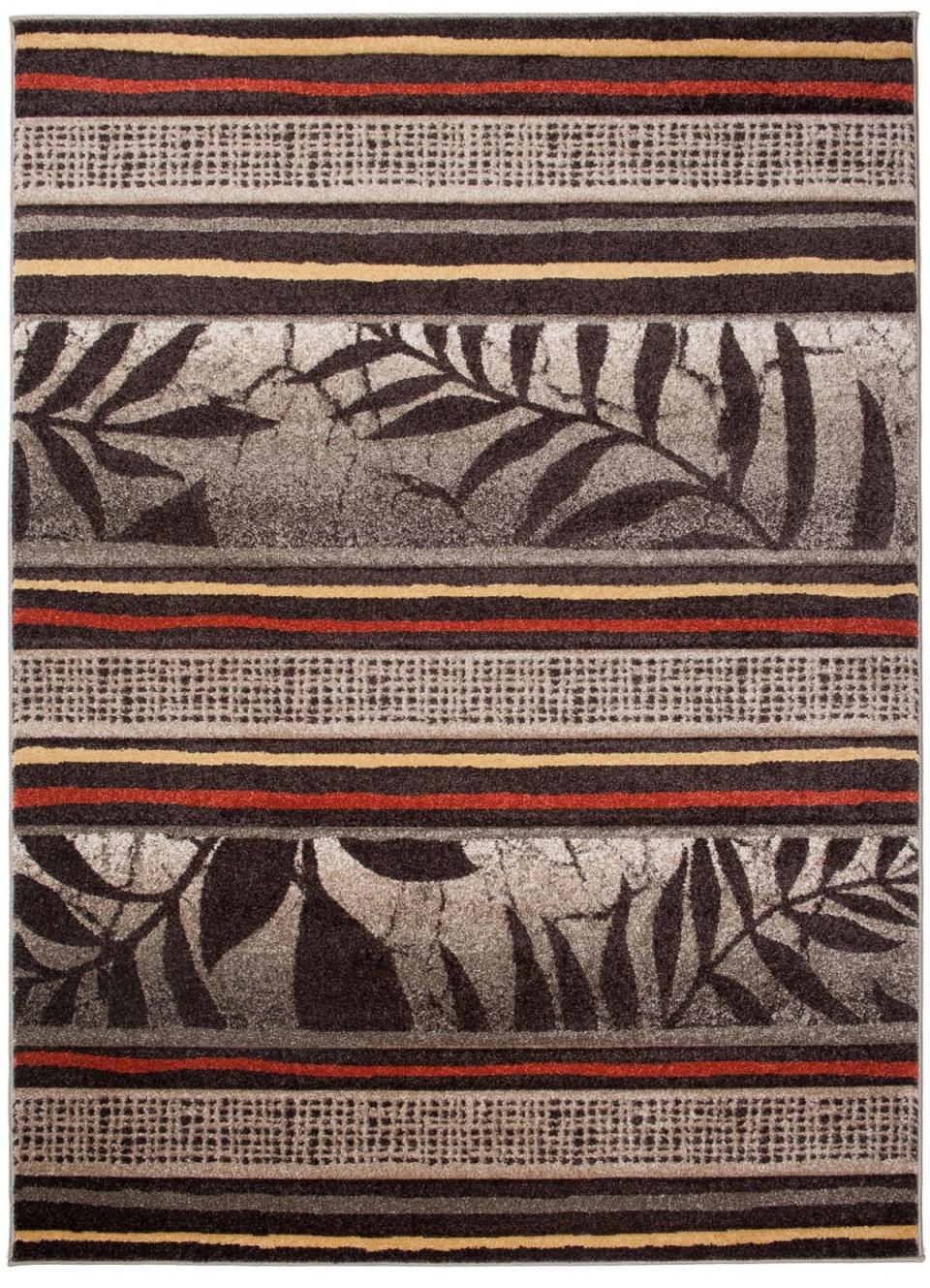 Teppich Modern Beige / Creme Streifen Floral H093D SUMATRA
