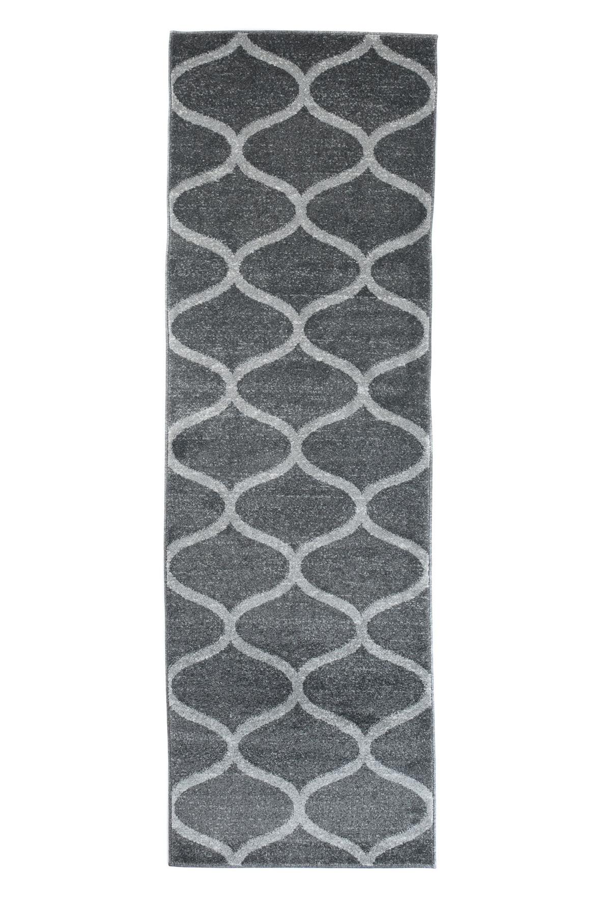 Teppichläufer Grau Geometrisch Marokkanisches Kleeblatt E665A SARI