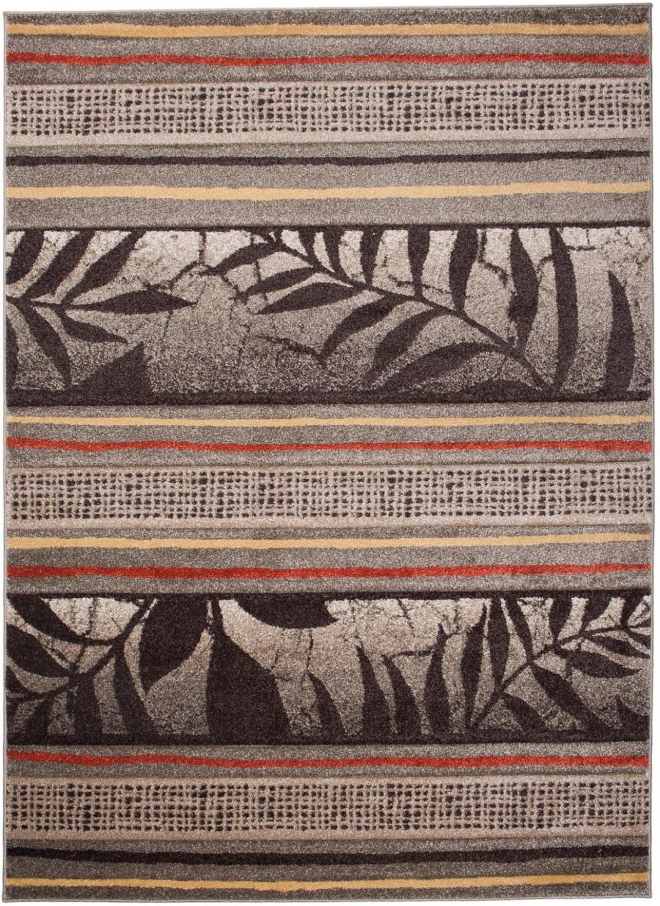 Teppich Modern Beige / Creme Streifen Floral H093A SUMATRA