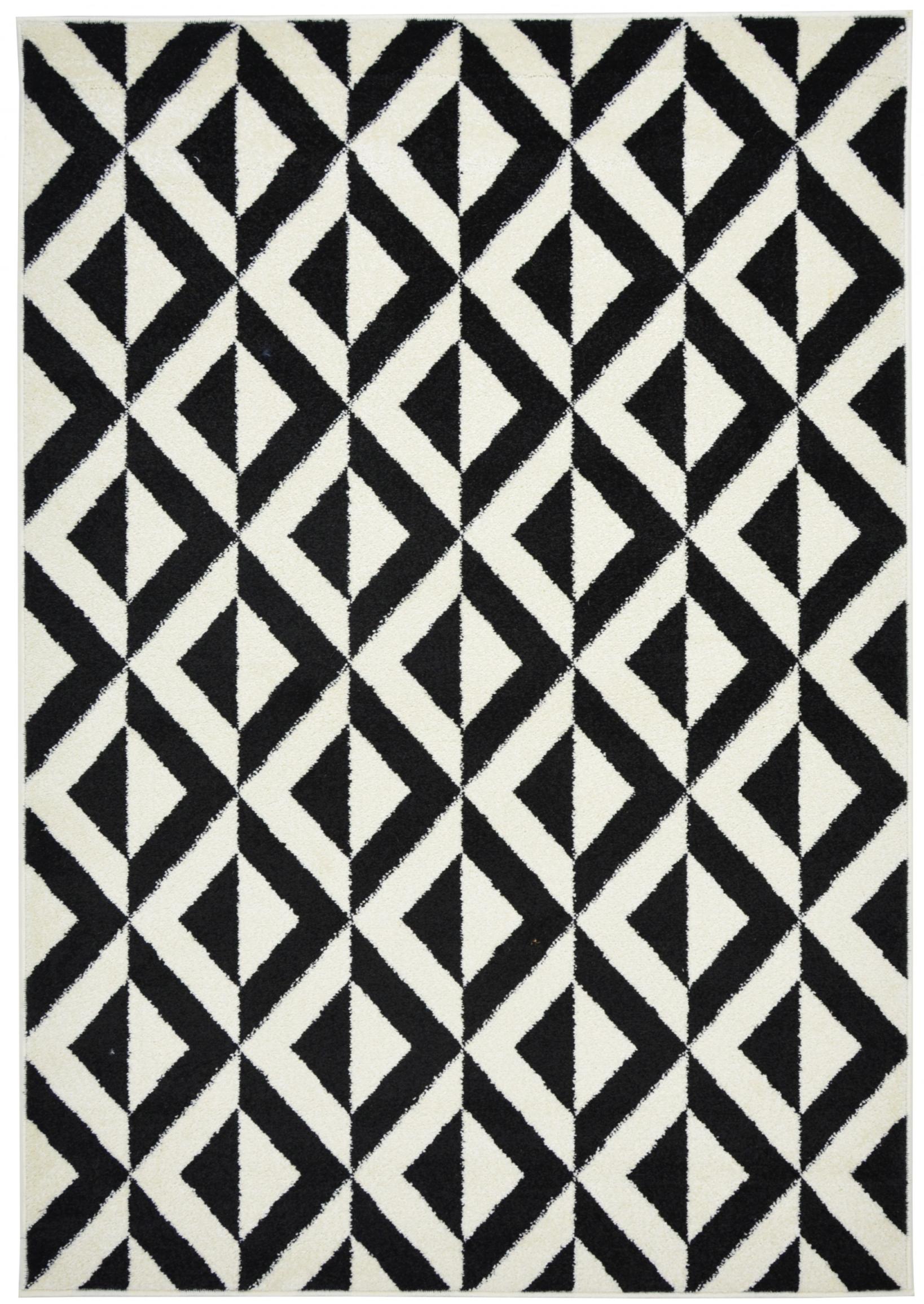 Teppich Modern Schwarz/Weiß Geometrisch T416A MAROKO