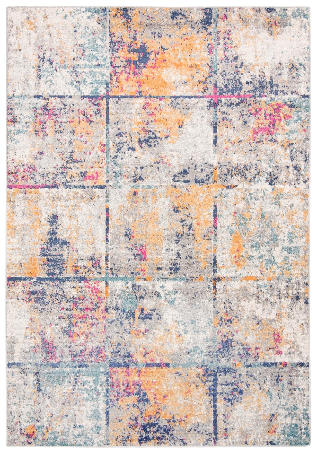 Teppich Modern Multicolor Abstrakt Kariert G038A DENVER - Boho, modern, bunt