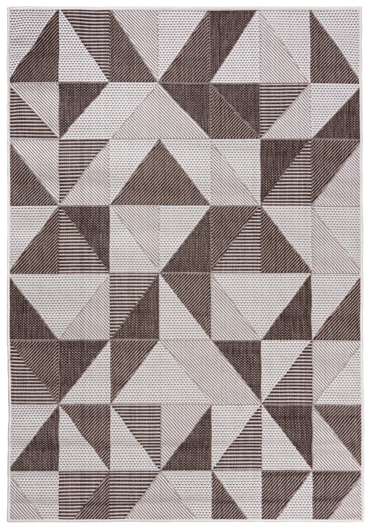 Flachgewebeteppich In- Outdoor Beige / Creme Geometrisch 71035 TOLEDO , wasserdicht, auf die Terrasse, den Balkon