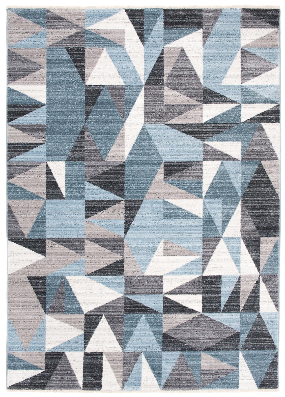 Teppich Modern Blau Grau Geometrisch 3913A MYSTIC