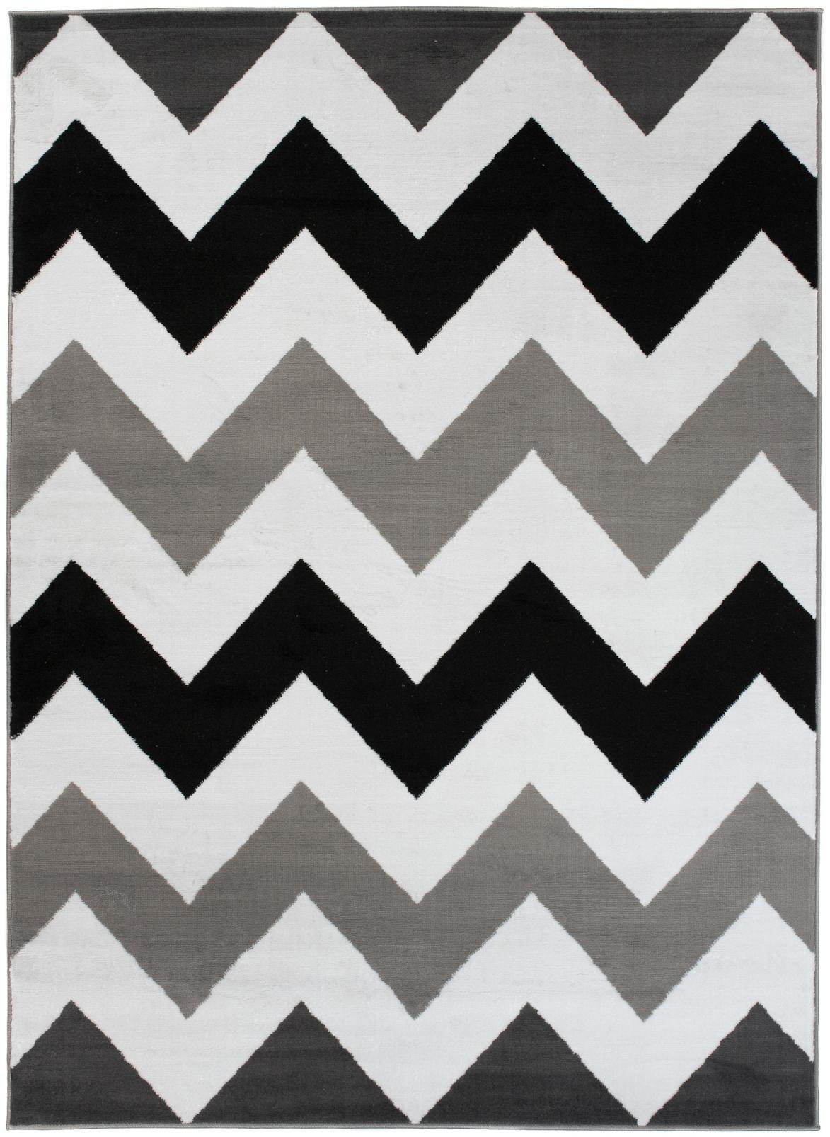 Teppich Modern Schwarz/Weiß Grau Chevron / Zickzack Geometrisch Z903E MAYA