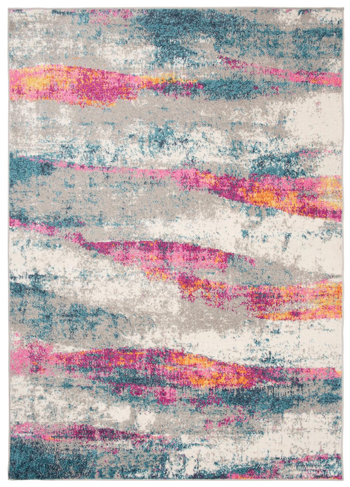 Teppich Modern Multicolor Blau Rosa Grau Abstrakt D242A LAZUR