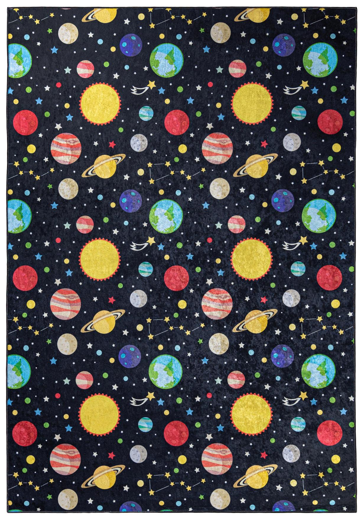 Kinderteppich Schwarz Multicolor Weltraum 9030 EMMA