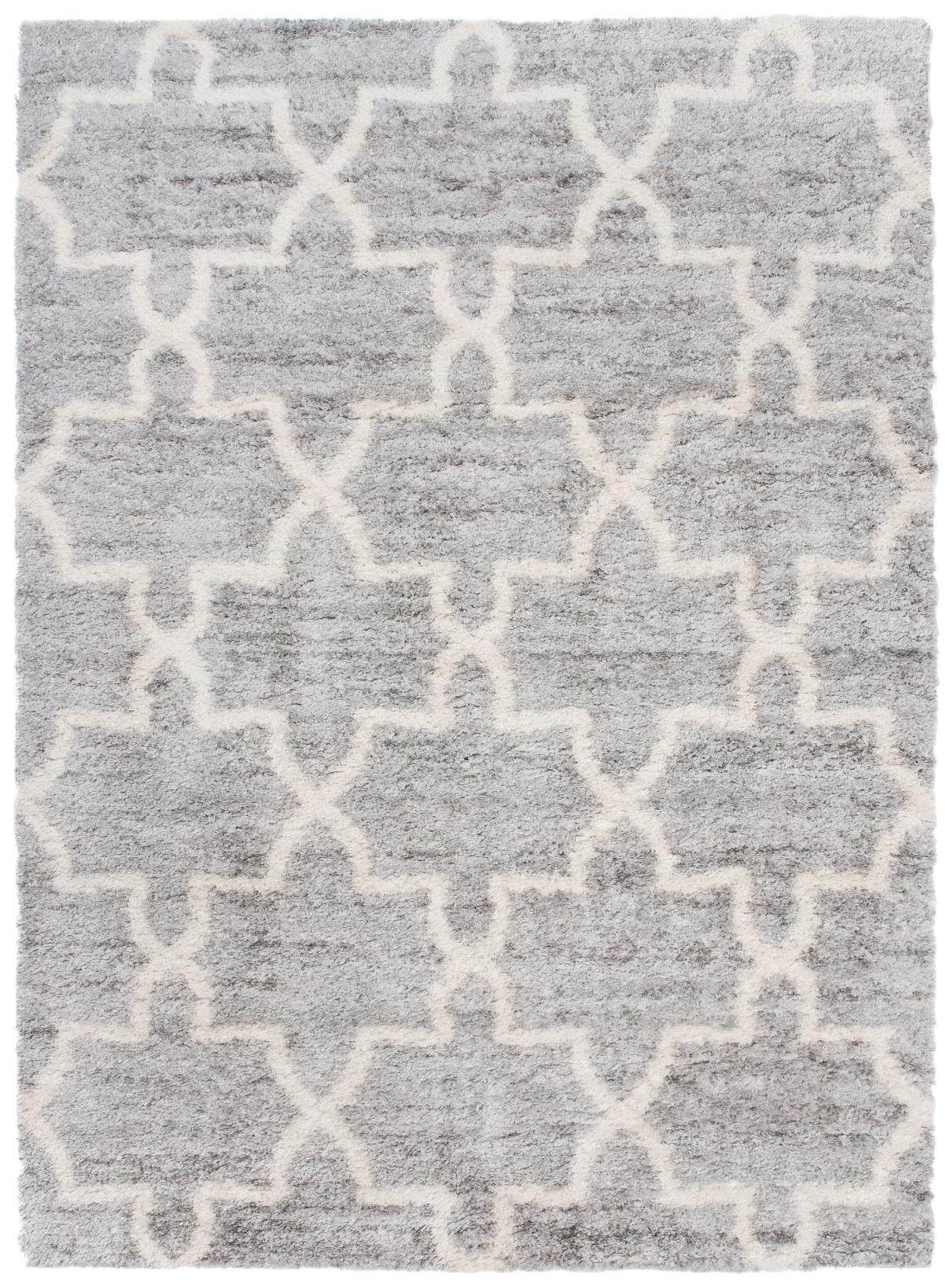 Hochflorteppich Grau Geometrisch Marokkanisches Kleeblatt Q265A VERSAY