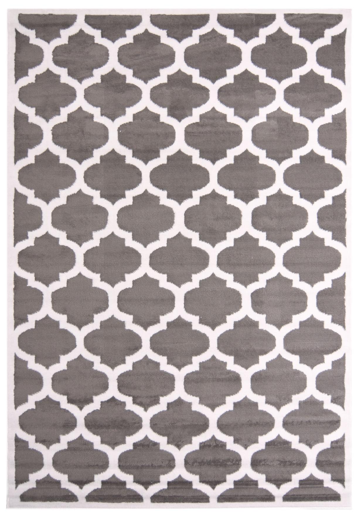 Teppich Modern Grau Geometrisch Marokkanisches Kleeblatt DA59A GALA