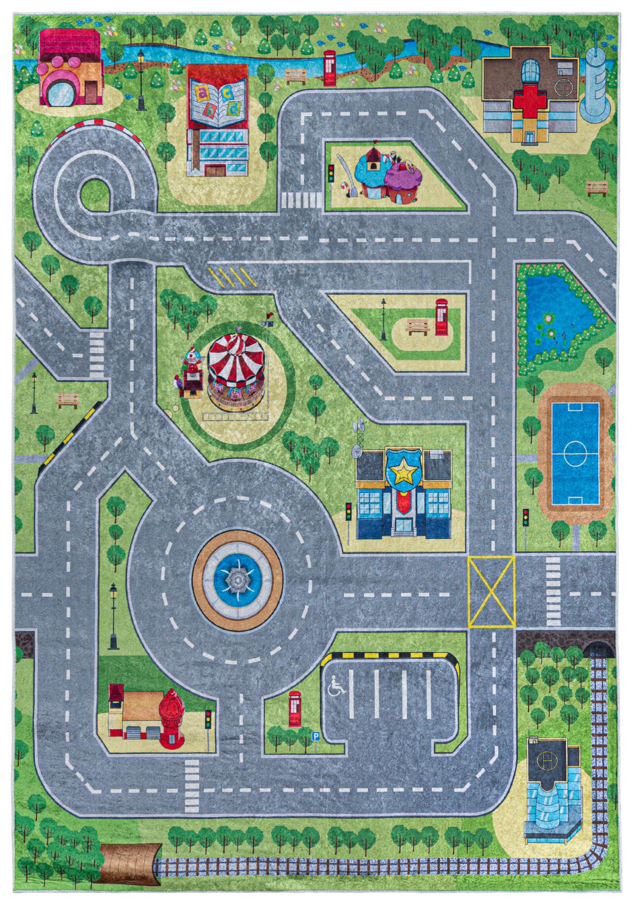 Kinderteppich Multicolor Grün Straßen 9028 EMMA