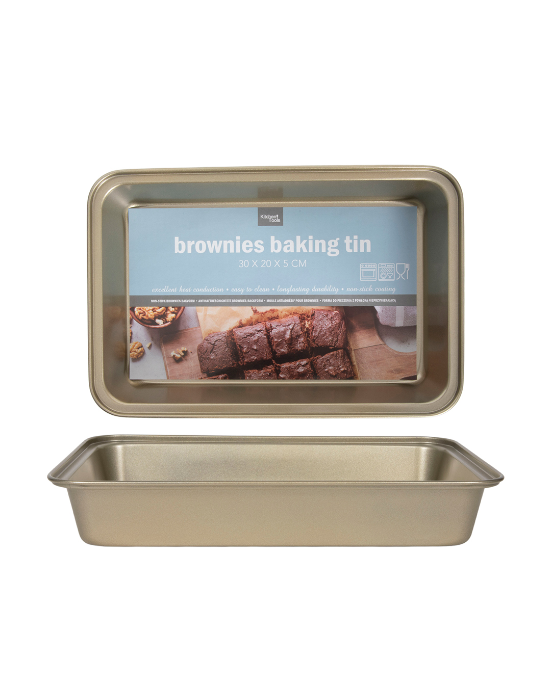 Backform 30×20 cm – Forno Brace – goldene, rechteckige Kuchenform
