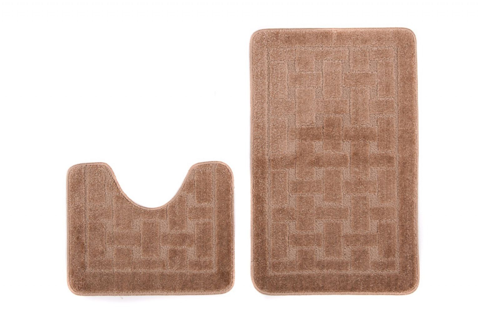 Badteppich-Set 2-teilig Braun Waschbar MONO - rutschfest