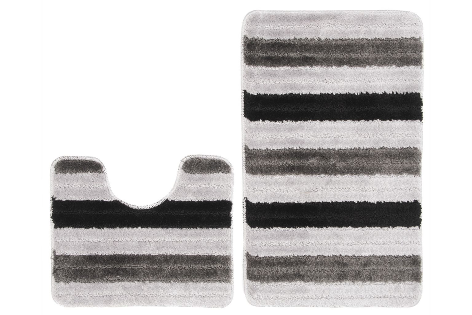 Badezimmerteppich 2-teiliges Set MONO PASKI GREY – rutschfest, Streifen, grau