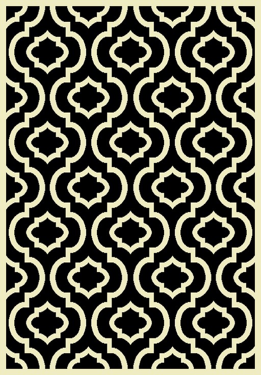 Teppich Modern Schwarz/Weiß Geometrisch Marokkanisches Kleeblatt DA53A GALA