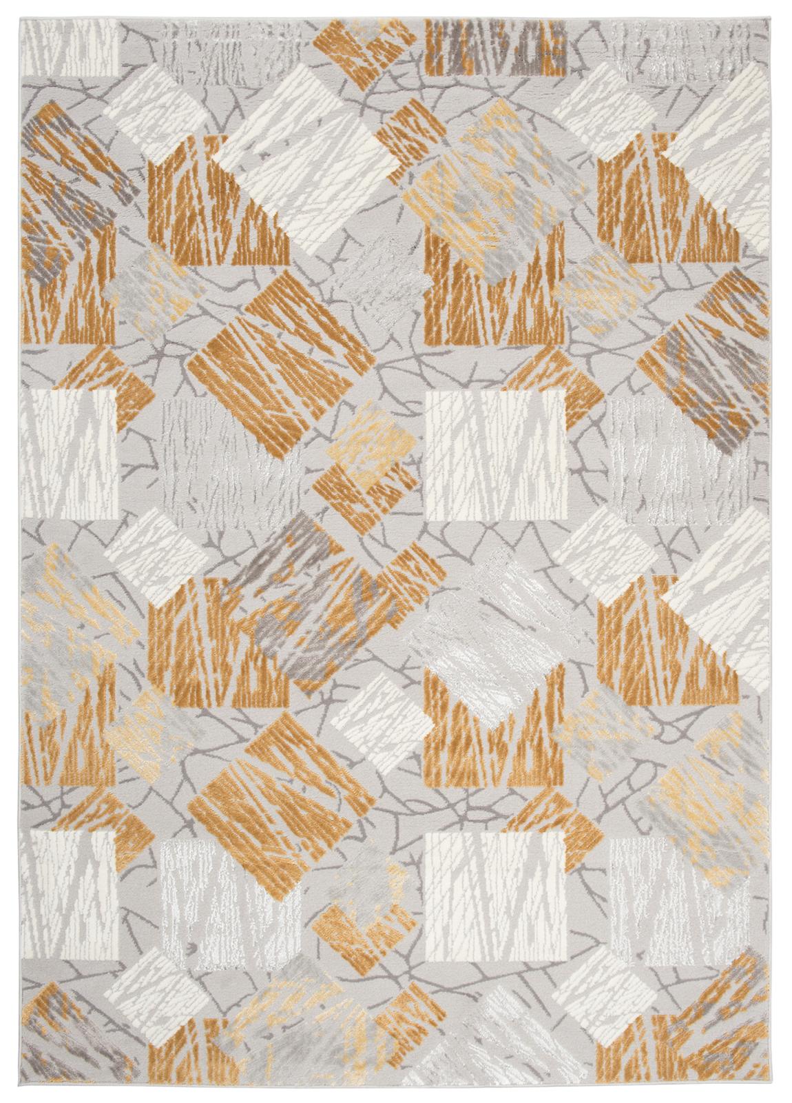 Teppich Modern Orange Grau Geometrisch E464A ASTHANE
