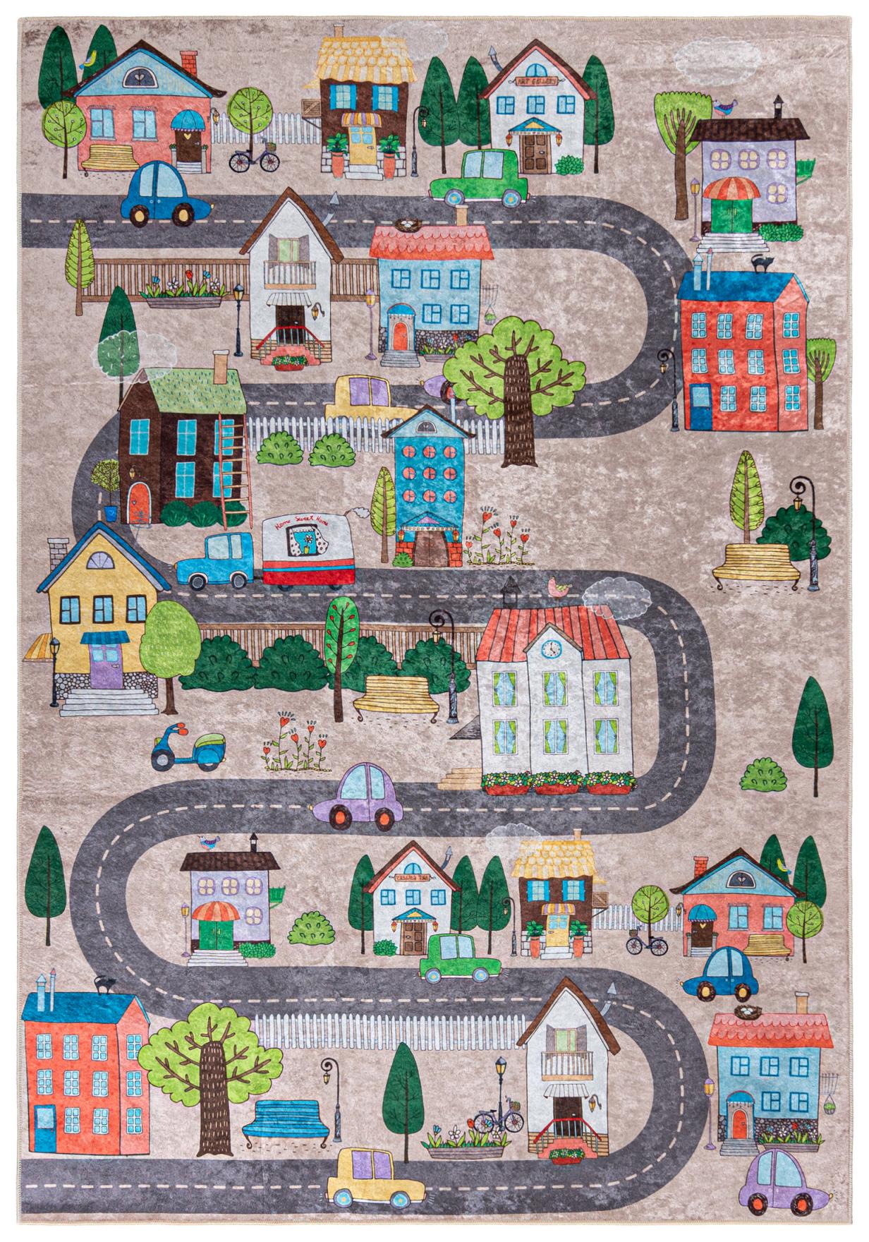 Kinderteppich Beige / Creme Multicolor Straßen 34600 EMMA