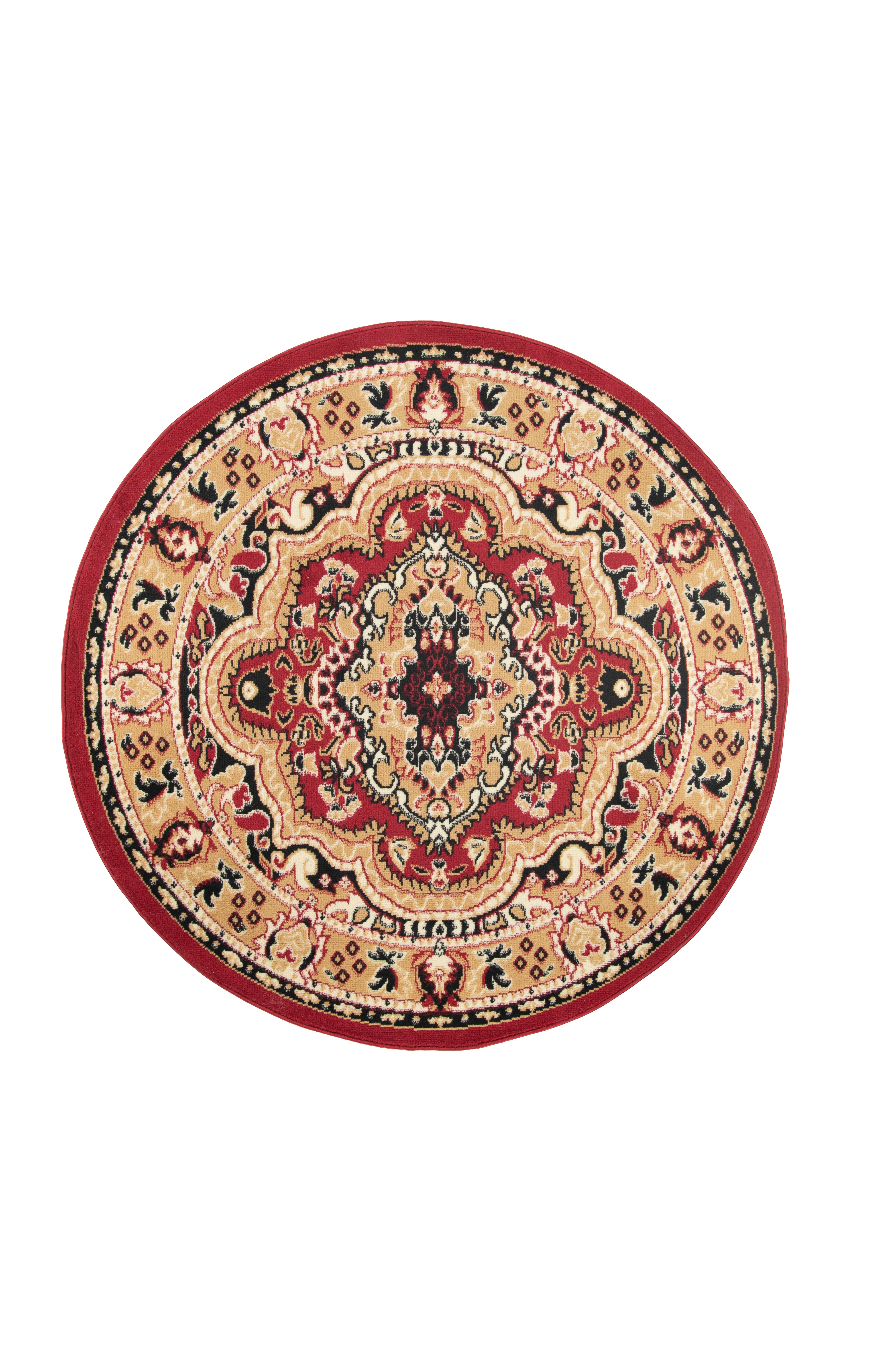 Traditioneller Runder Teppich – Atlas E951A – rot, beige