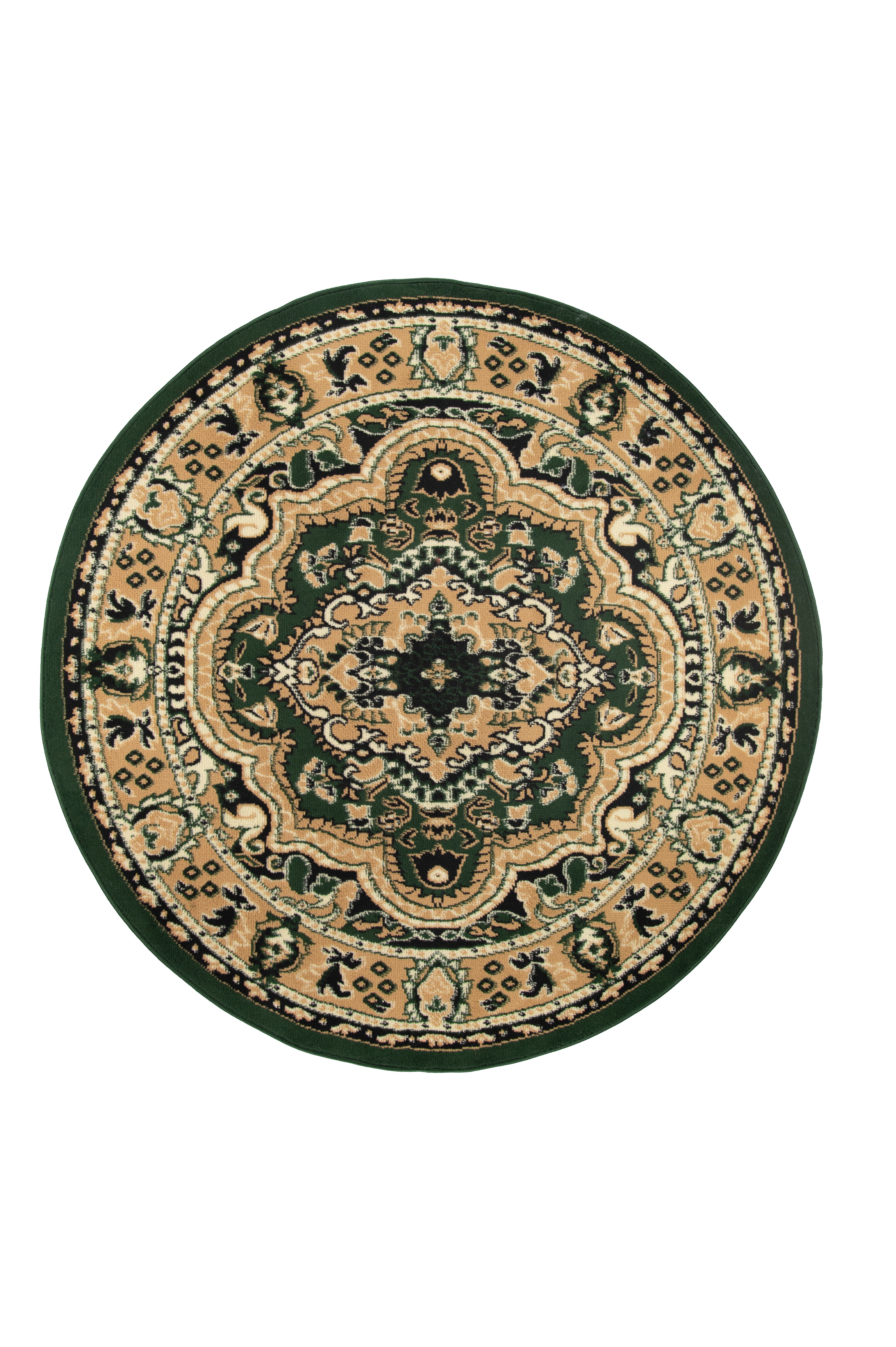 Traditioneller Runder Teppich – Atlas E951A – grün, beige