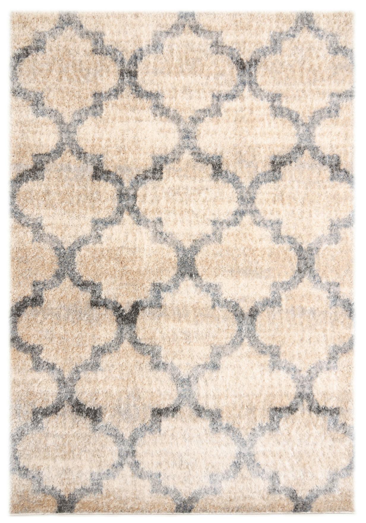 Hochflorteppich Beige / Creme Geometrisch Marokkanisches Kleeblatt Z191A VERSAY