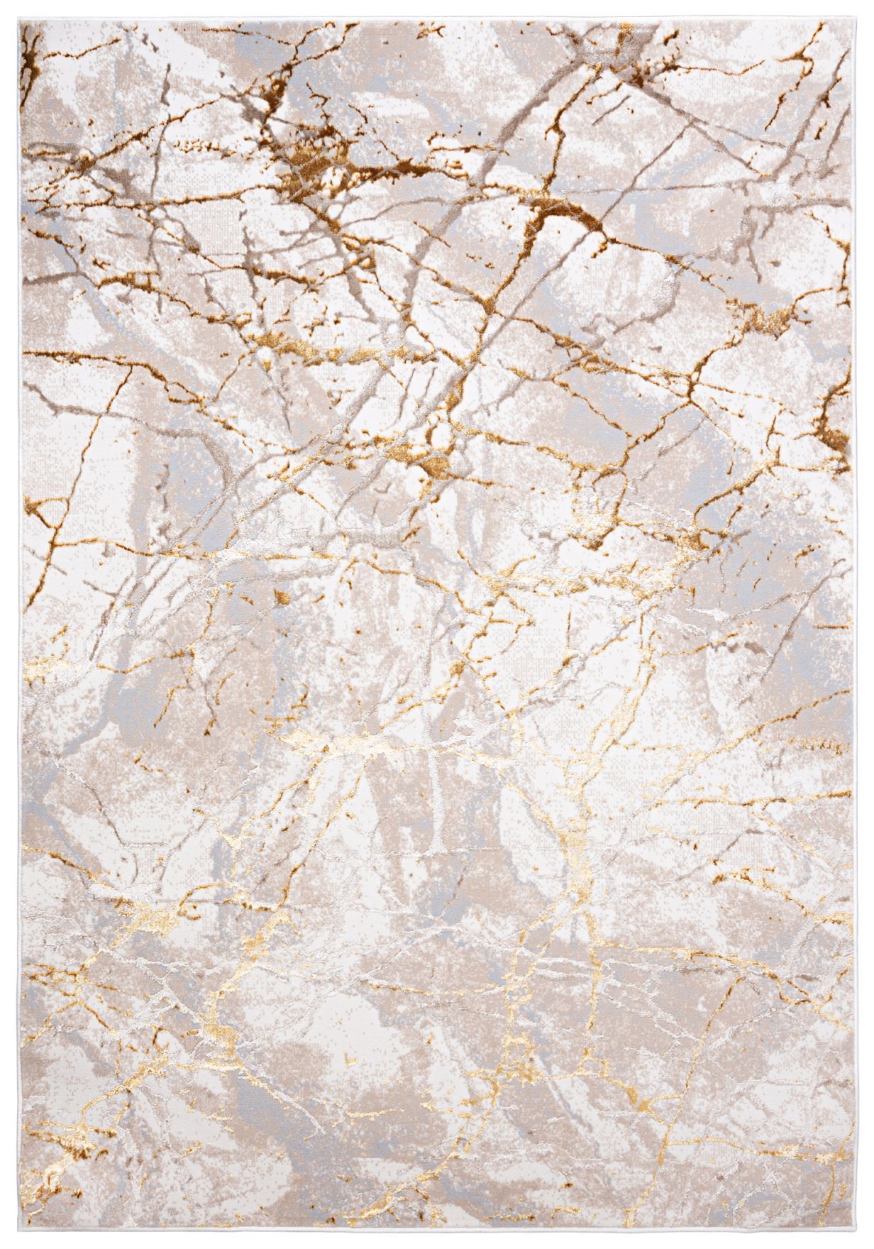 Teppich Modern Beige / Creme Gold Abstrakt Glamour Marmor MZ34B GOLDEN