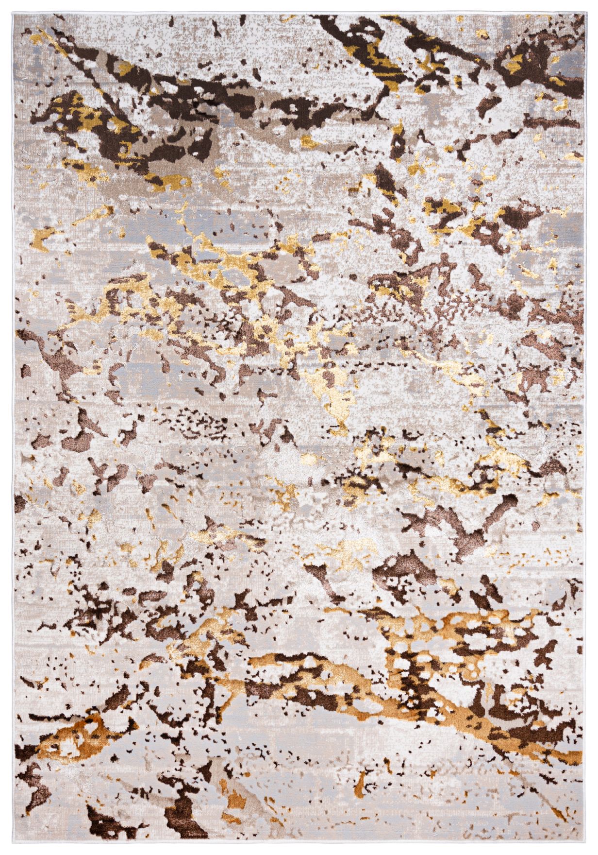 Teppich Modern Beige / Creme Gold Abstrakt Glamour Marmor MZ27D GOLDEN