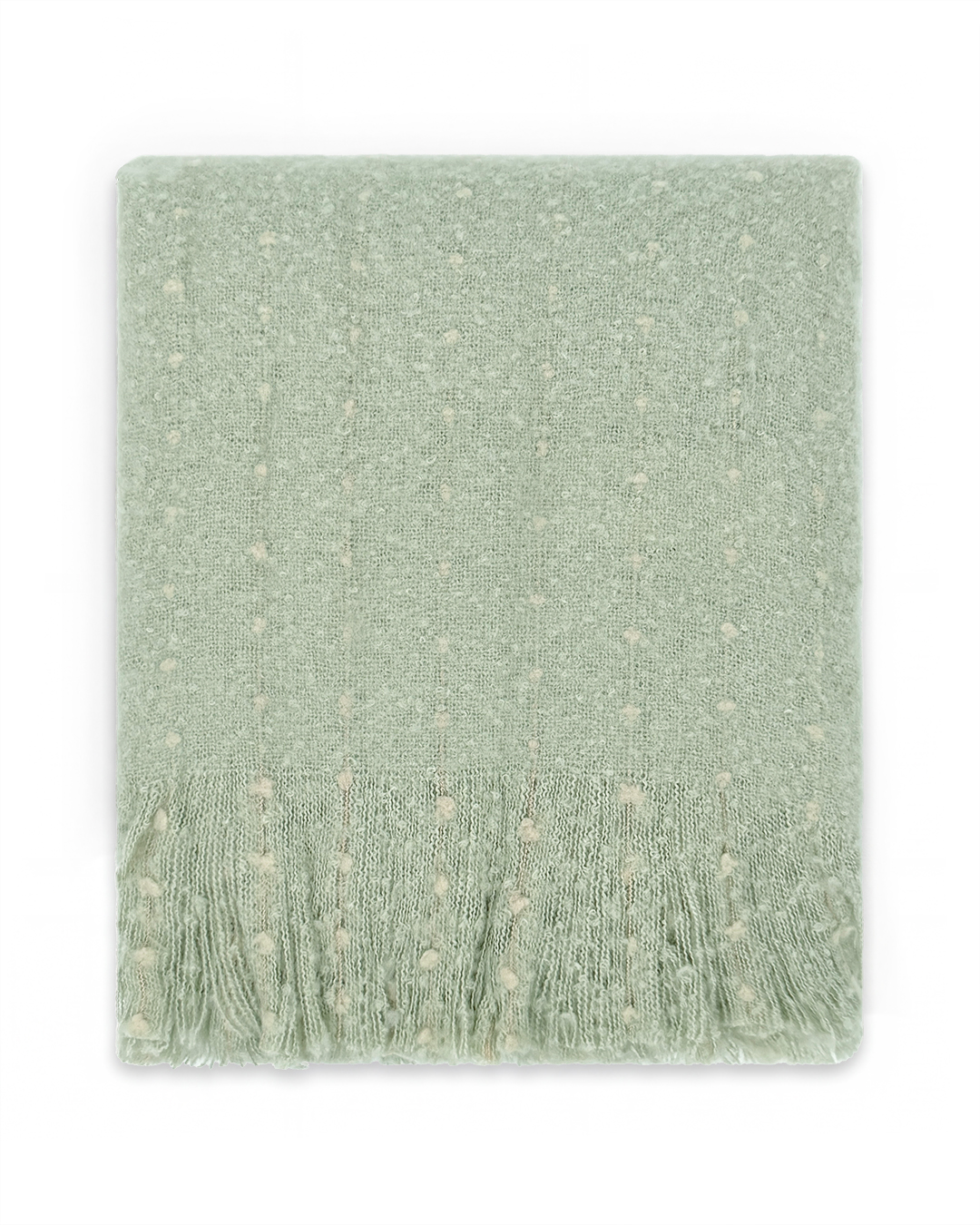 Moderne Decke mit Fransen - Armonia Salvia - grün