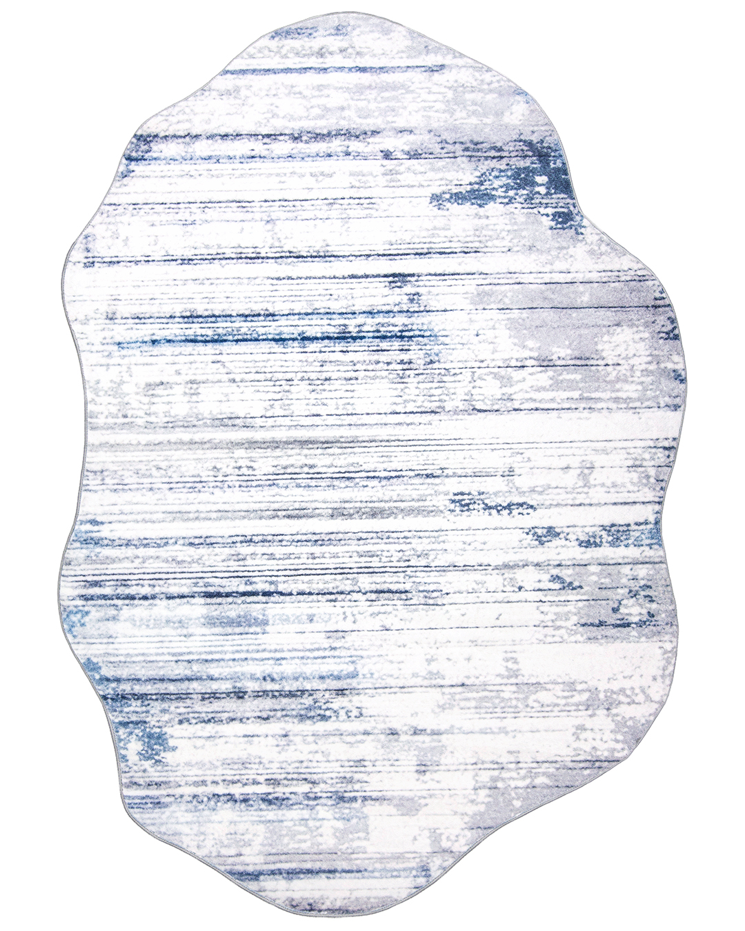 Moderner Teppich in unregelmäßiger Form - Arona Albi - weiß, blau, grau, abstrakt