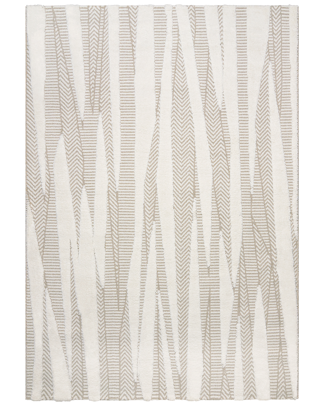 Moderner abstrakter Teppich - Blanca Cande - Braun, Creme, mittelhoher Flor