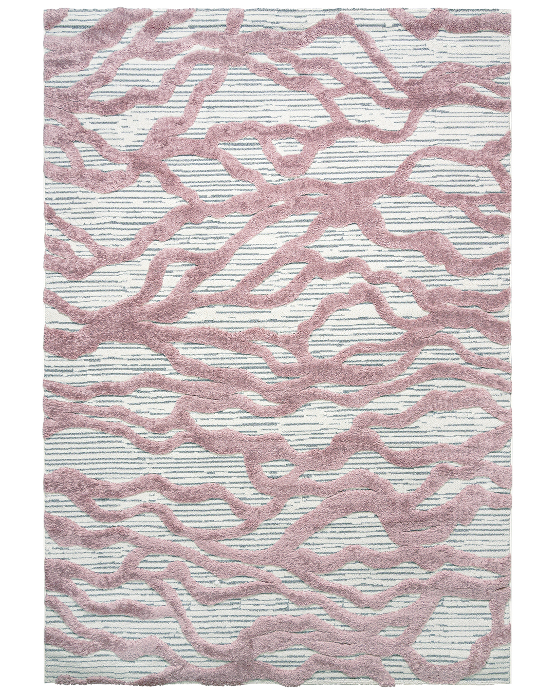 Moderner abstrakter Teppich - Blanca Suerte - Creme, Rosa, mittelhoher Flor