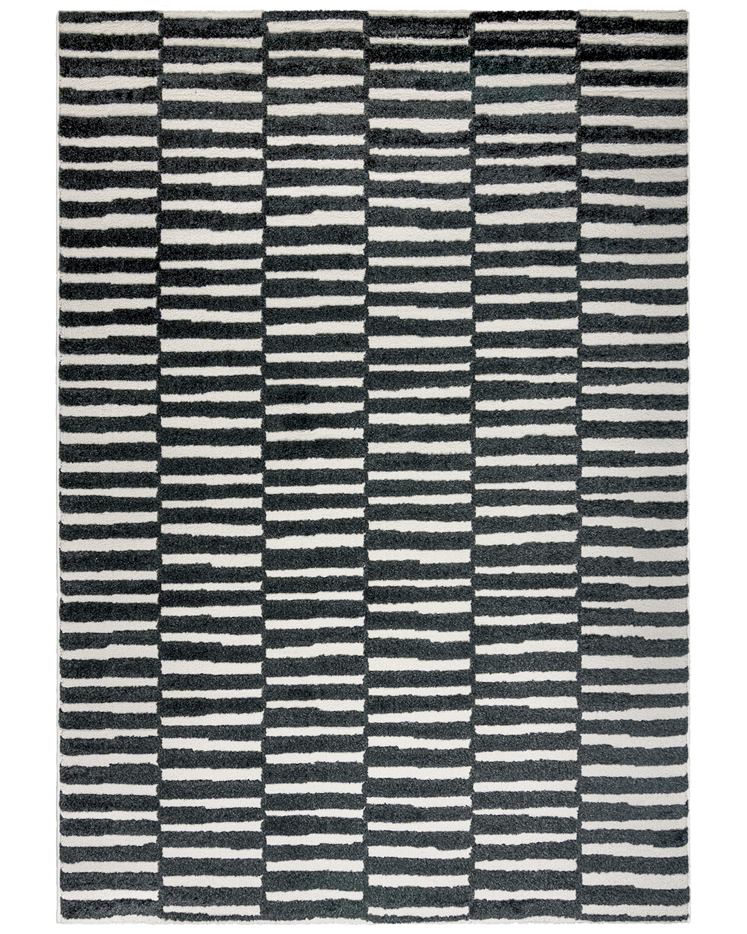 Moderner abstrakter Teppich - Martos Malla - Schwarz-Weiß, mittelhoher Flor