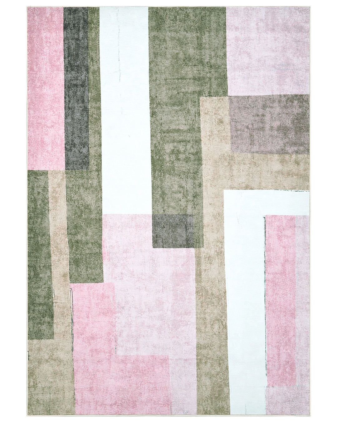 Moderner geometrischer Teppich - Vera Rosa - beige, weiß, braun, rosa