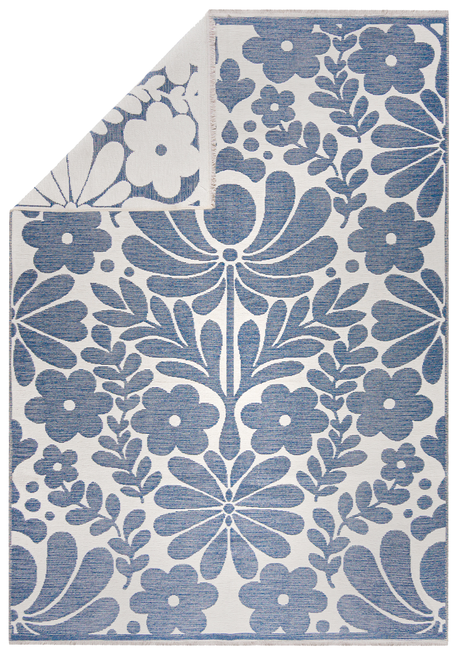 Moderner Doppelseitiger Teppich - Amalfi Petalo - cremefarben, marineblau