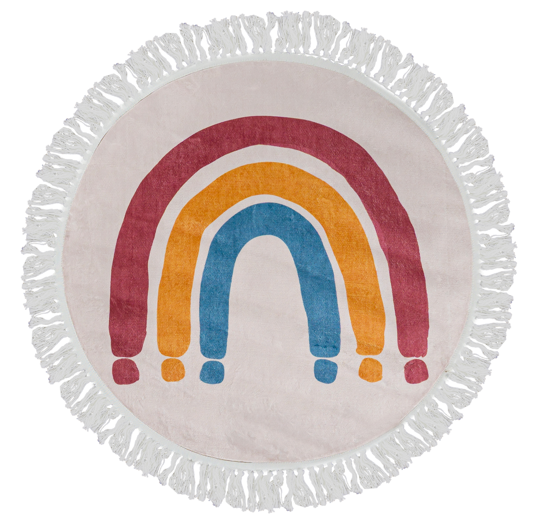 Kinderteppich mit Fransen - Bello Carino Blu - Regenbogen, multicolor