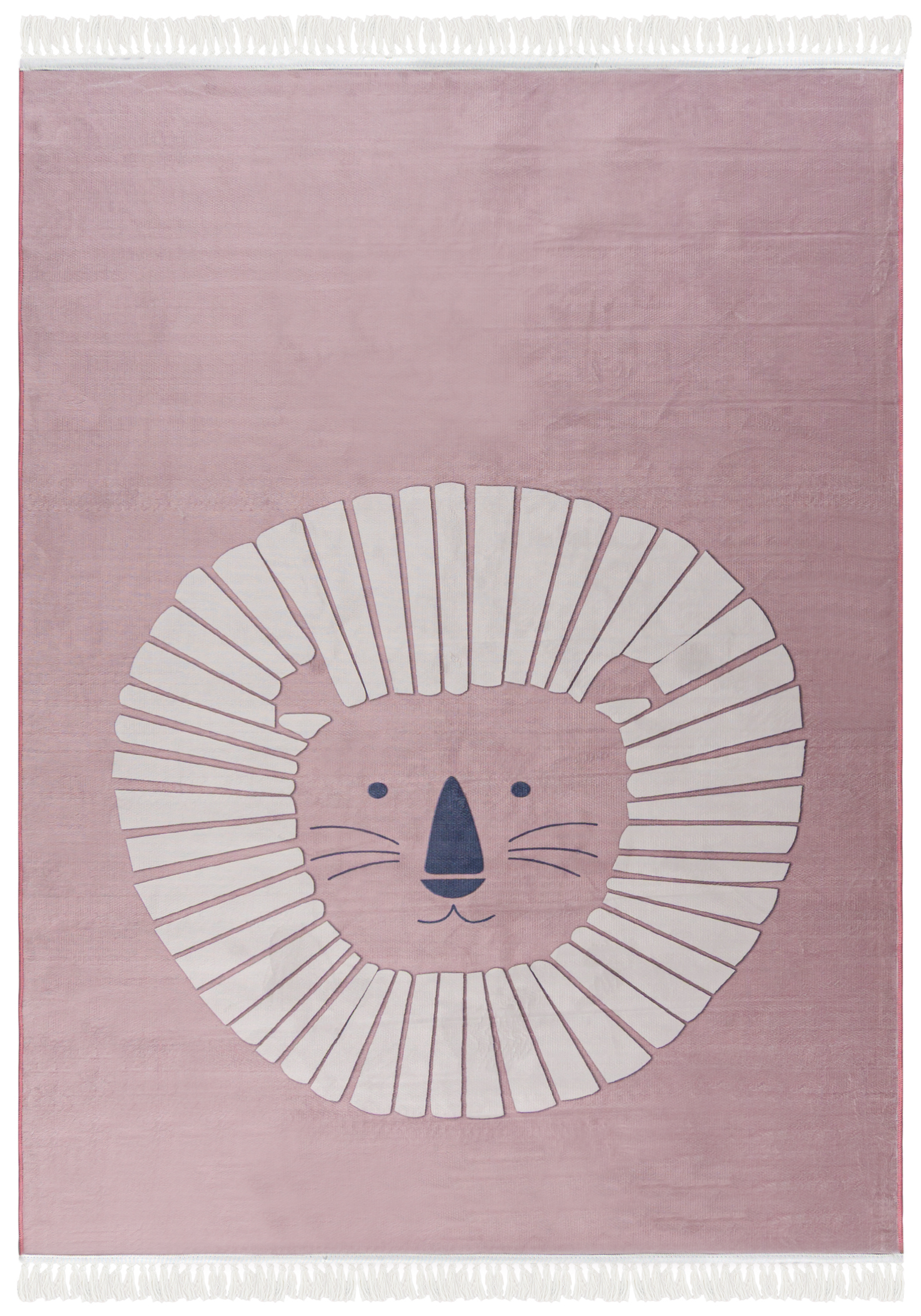 Kinderteppich mit Fransen – Bello Leone Rosa – Löwe, rosa