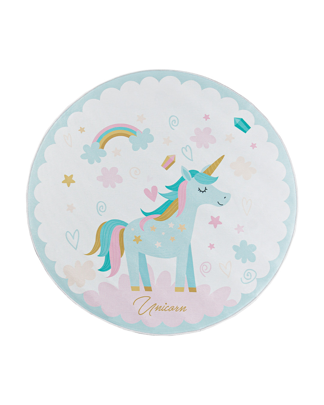 Kinderteppich – Bambini Dolce – Einhorn, weiß, rosa, türkis