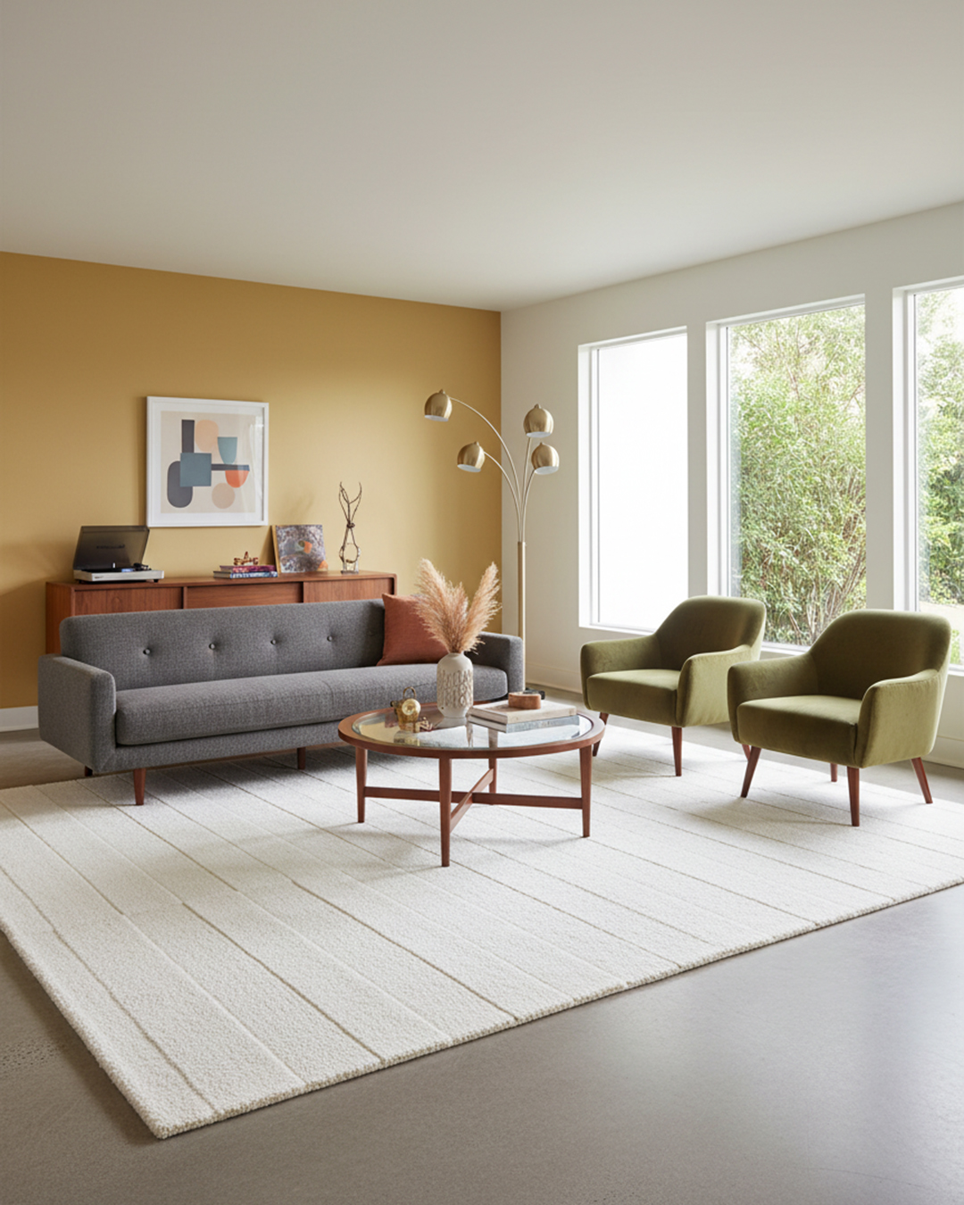 Moderner Teppich – Perugia Lago – Bouclé, Lammfell, cremefarben