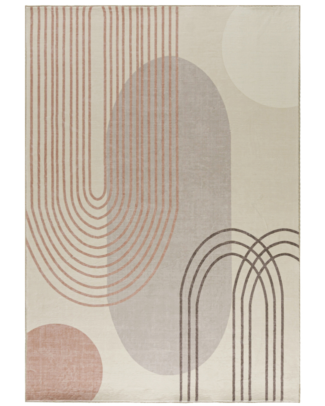 Moderner geometrischer Teppich – Modica Pietra – cremefarben, violett