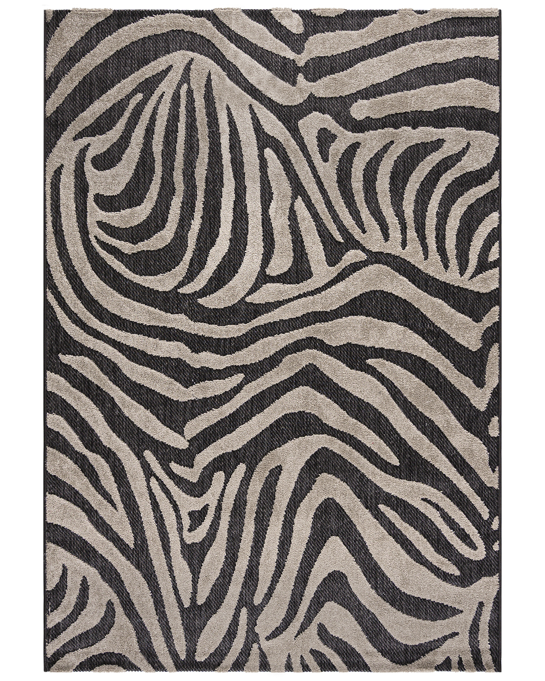 Outdoor / Indoor Teppich – Zebra Beige – beige, schwarz, wasserdicht