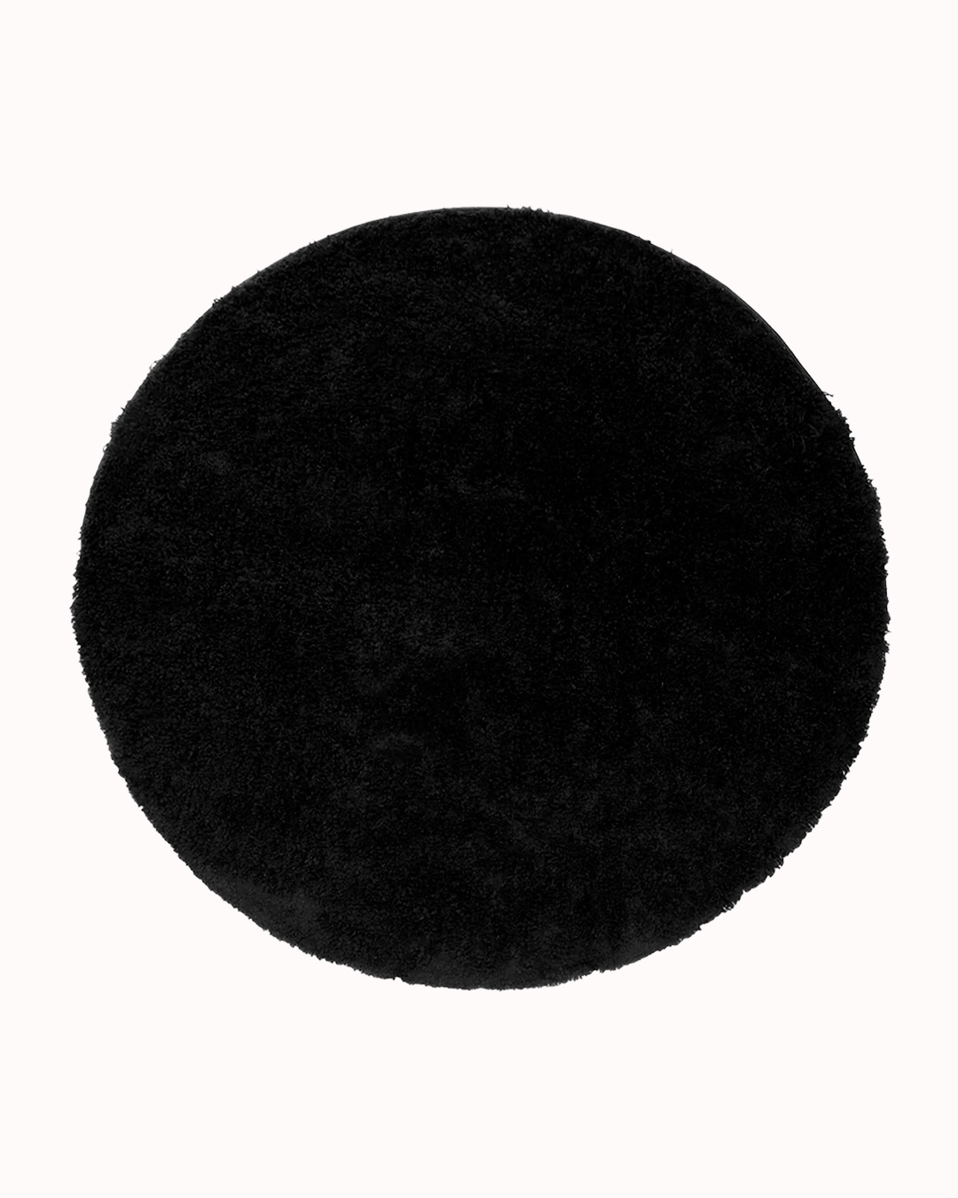 Moderner Shaggy-Teppich, rund – Unito Nero – schwarz, einfarbig