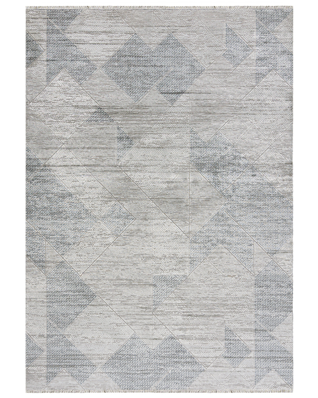 Moderner Teppich mit Fransen – Bari Filo Blu – grau, blau