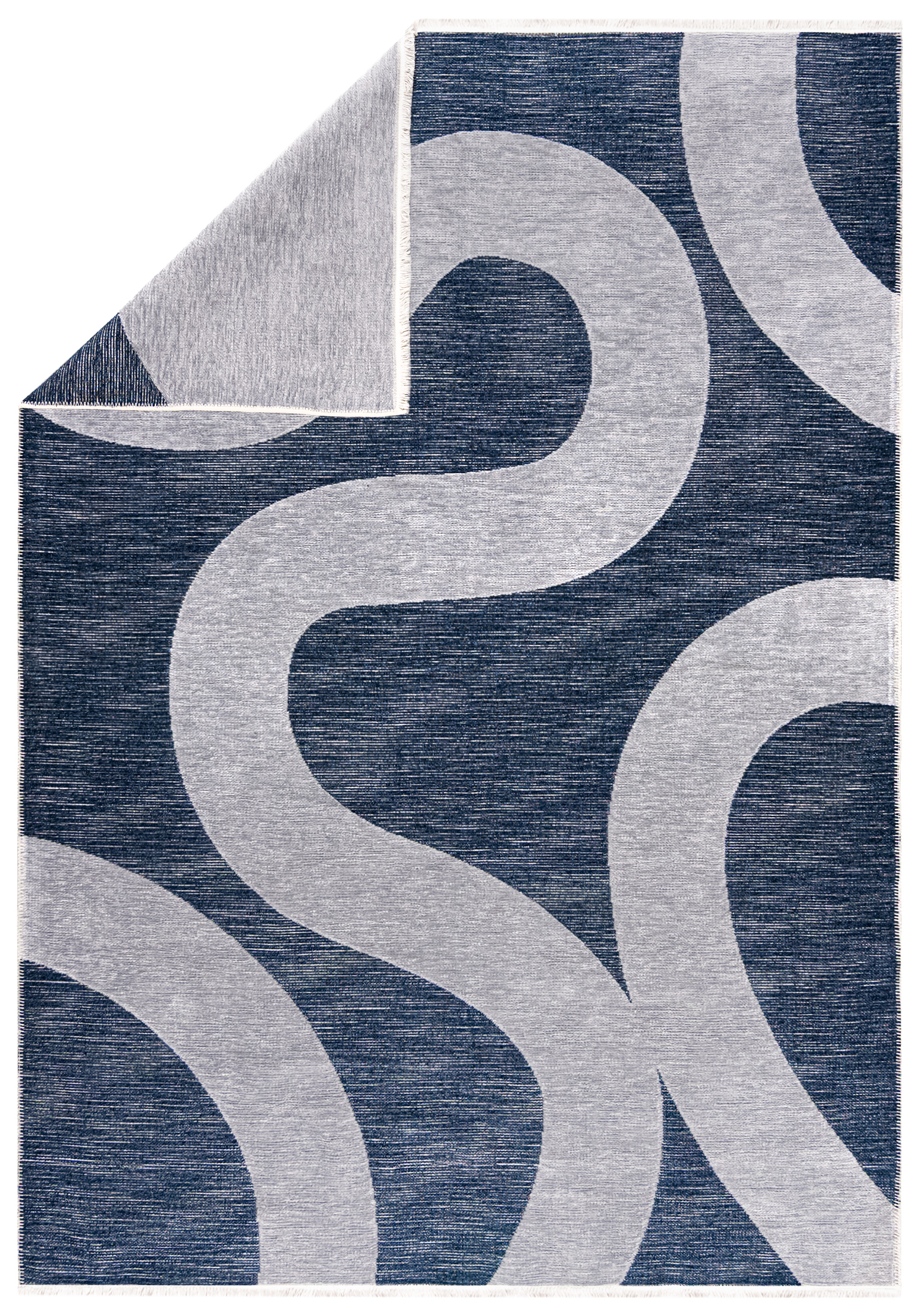 Moderner Doppelseitiger Teppich – Amalfi Celeste – grau, marineblau