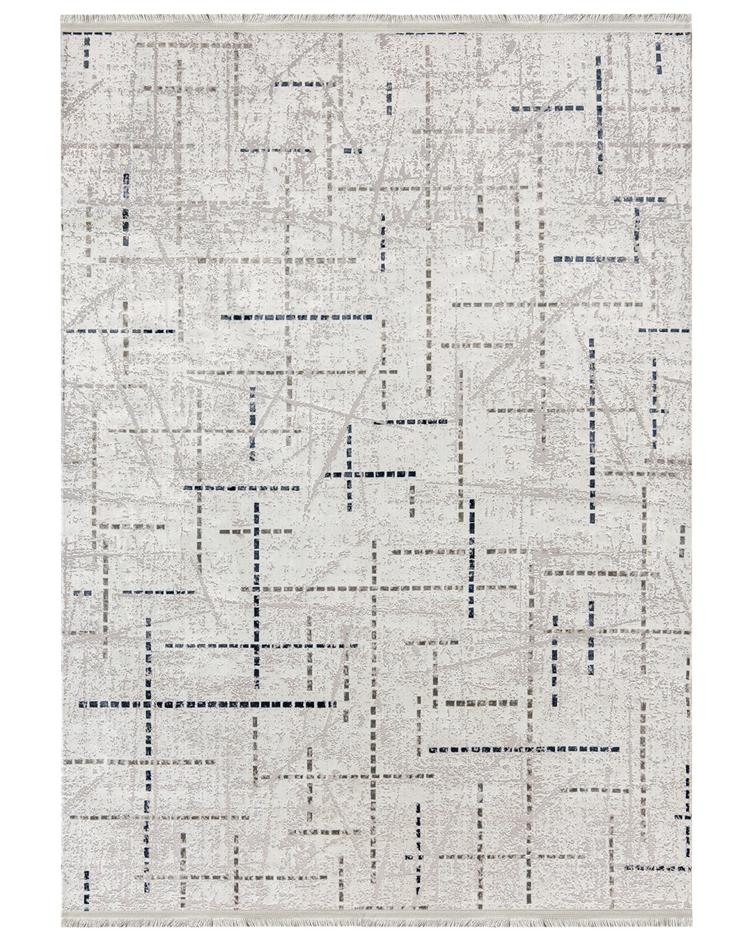 Moderner Teppich mit Fransen – Bari Nodo Blue – grau, blau