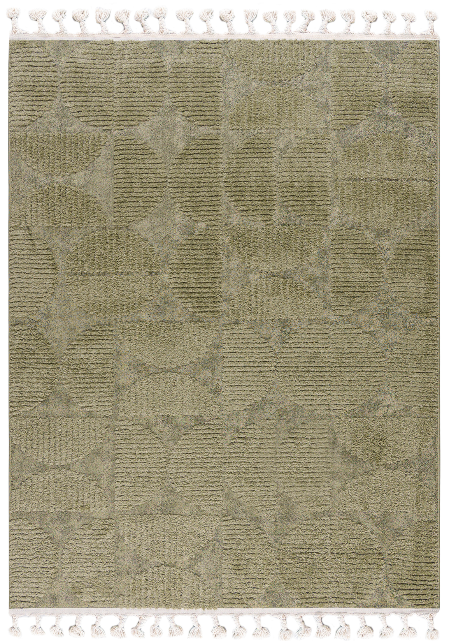 Moderner Retro-Teppich – Pisa Foresta – mit Fransen, grün