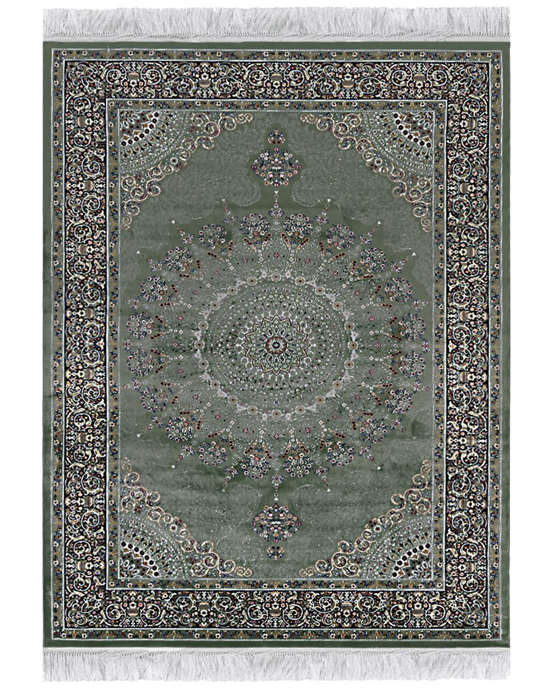 Traditioneller Teppich mit Fransen - Palazzo Trono - grün