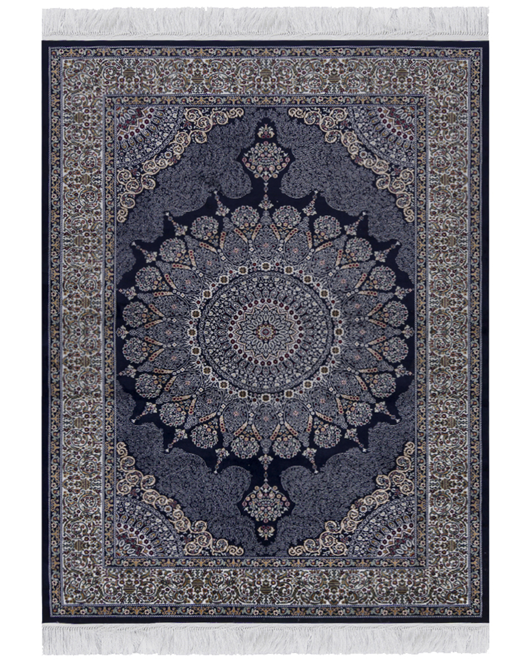 Traditioneller Teppich mit Fransen - Palazzo Reale - marinblau