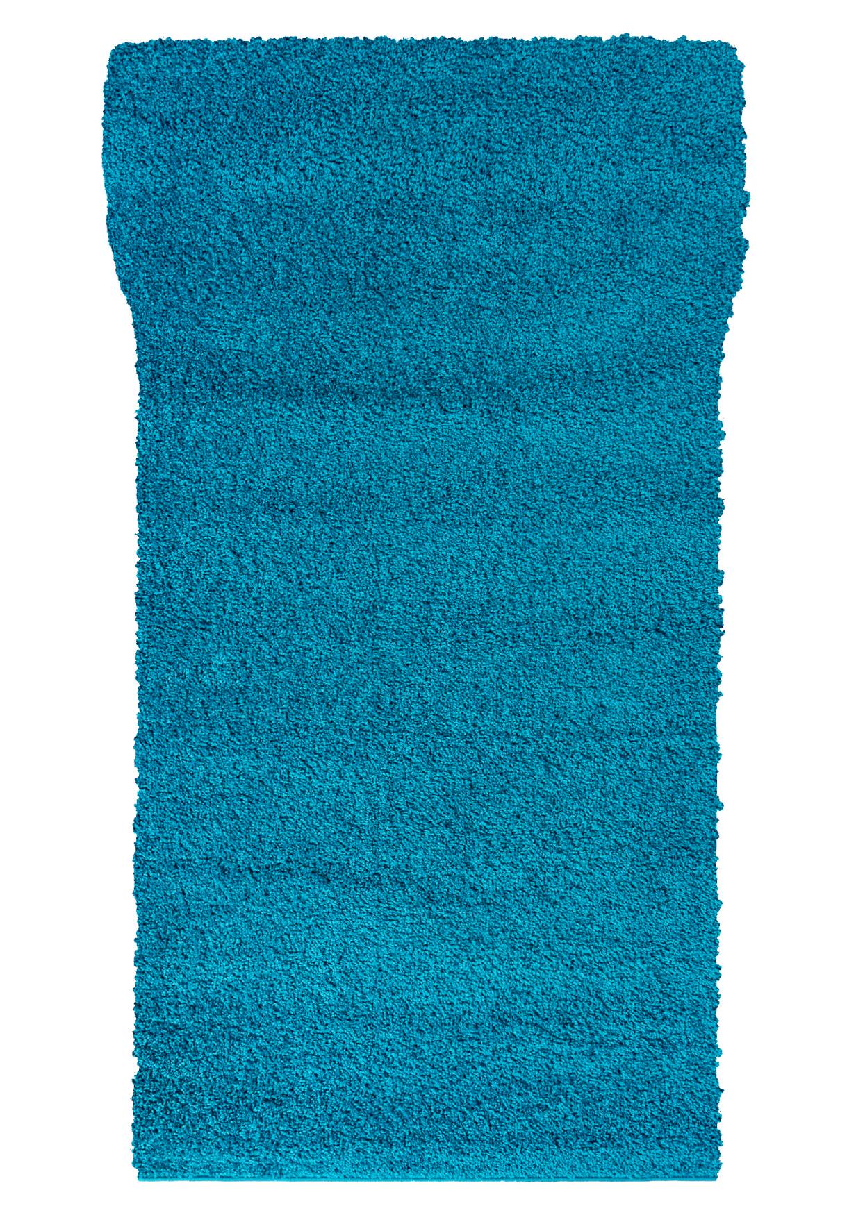 Teppichläufer Shaggy Blau Einfarbig 7388A DELHI