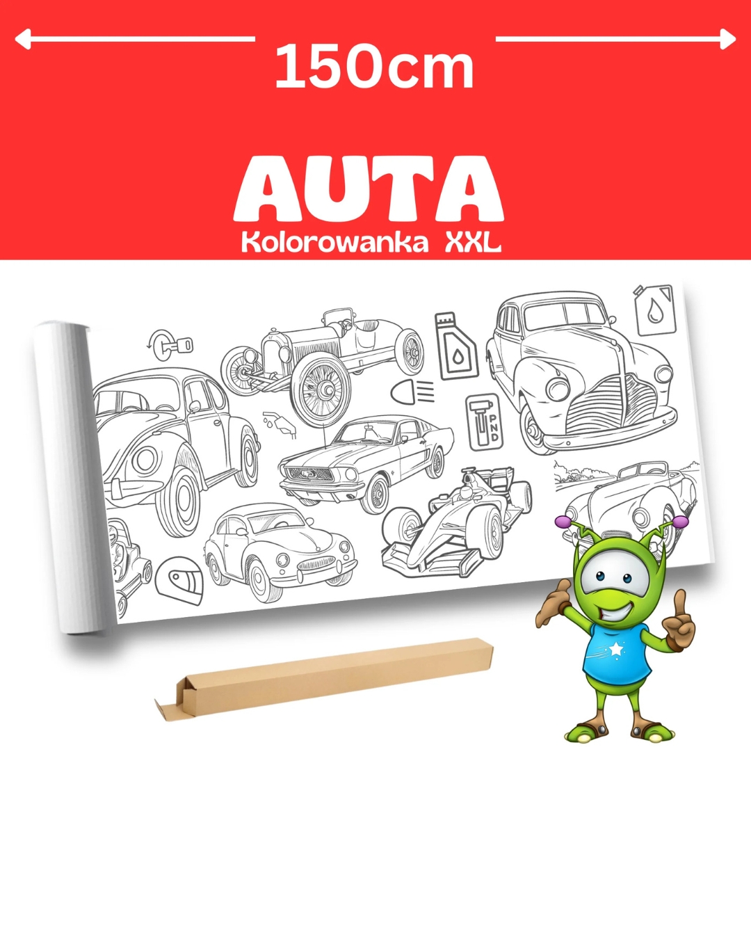 Boden-Malrolle 150 × 42 cm - Autos XXL - Autos und Mobilität