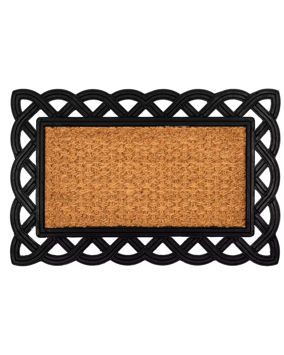 Kokos-Fußmatte - Calla Coco CM01 - beige-schwarz mit durchbrochenem Rahmen, rutschfest, pflegeleicht