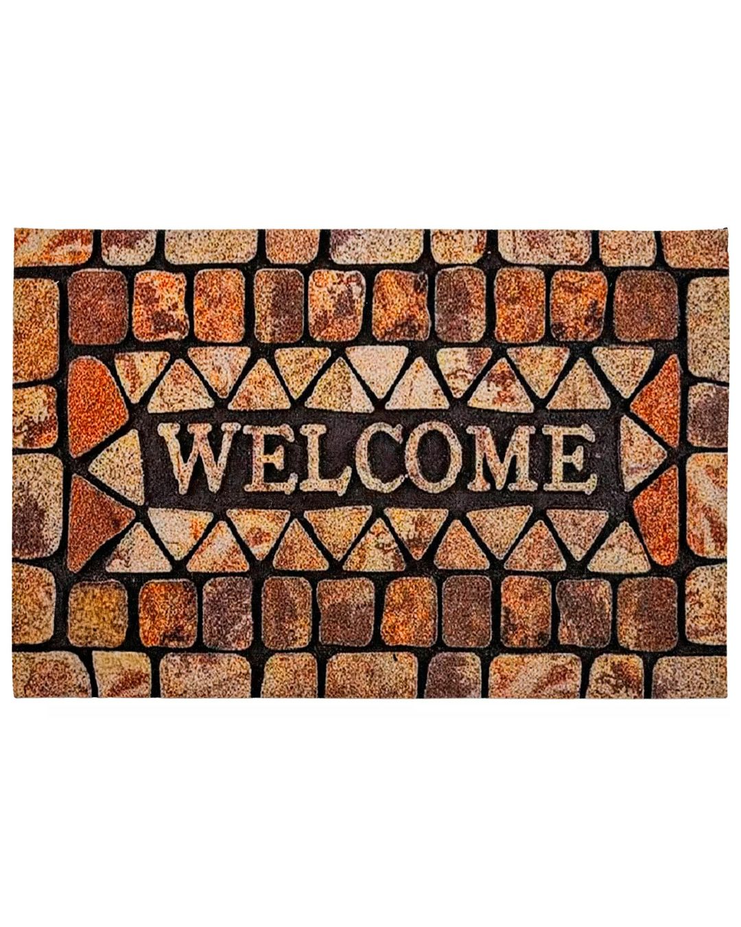 Textil-Fußmatte - Print 9006 - beige-braun, mit Welcome-Schriftzug, rutschfest und pflegeleicht