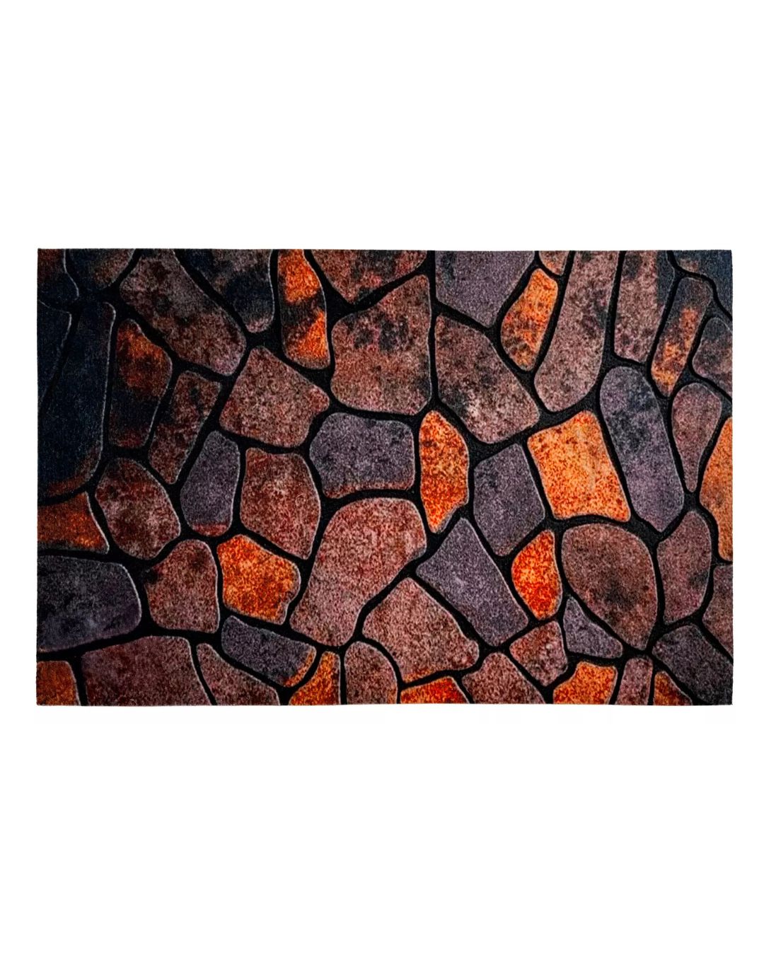 Textil-Fußmatte - Print 9005 - braun, mit Steinmotiv, rutschfest und pflegeleicht